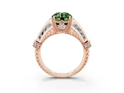 Round Vintage Milgrain Engagement Ring Setting for a Fancy Green Lab-Grown Diamond | Hidden Halo | Rose Gold