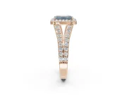 Emerald Cut Halo Pavé Engagement Ring Setting for a Fancy Blue Lab-Grown Diamond | Narrow Split Shank | Rose Gold