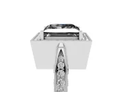 Princess Cut Vintage Milgrain Halo Engagement Ring Setting for a Black Center | Side Stones and Pavé | Sterling Silver