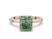 Radiant Cut Solitaire Engagement Ring Setting for a Fancy Green Lab-Grown Diamond | Tapered Plain Band | Rose Gold