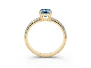 Emerald Cut Three Row Pave Engagement Ring Setting for a Fancy Blue Lab-Grown Diamond | Yellow Gold