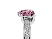 Heart-Shaped Hidden Halo Engagement Ring Setting for a Fancy Pink Lab-Grown Diamond | Milgrain Pave | Sterling Silver
