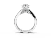 Round Pavé Solitaire Engagement Ring Setting | Crossover Gallery | White Gold