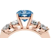 Cushion Cut Five Stone Engagement Ring Setting for a Fancy Blue Lab-Grown Diamond | Prong Set Side Stones | Rose Gold