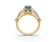 Radiant Cut Vintage Milgrain Engagement Ring Setting for a Fancy Blue Lab-Grown Diamond | Hidden Halo | Yellow Gold