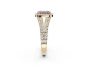 Emerald Cut Halo Pavé Engagement Ring Setting for a Fancy Pink Lab-Grown Diamond | Narrow Split Shank | Yellow Gold