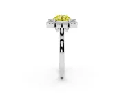 Round Milgrain Cluster Halo Engagement Ring Setting for a Fancy Yellow Lab-Grown Diamond | Plain Band | White Gold