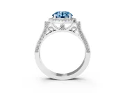 Round Pavé Halo Engagement Ring Setting for a Fancy Blue Lab-Grown Diamond | Platinum