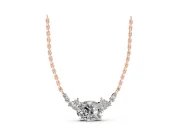 Oval Lab-Grown Diamond East-West Pendant Necklace | Round Accent Arcs | Rose Gold