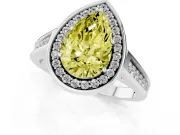 Pear-Shaped Rimmed Halo Engagement Ring Setting for a Fancy Yellow Lab-Grown Diamond | Platinum
