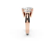 Oval Channel-Set Three Stone Engagement Ring Setting | Wide Flat Band | Rose Gold