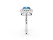 Radiant Cut Halo Engagement Ring Setting for a Fancy Blue Lab-Grown Diamond | Polished Halo Rim | White Gold