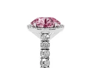 Round Halo Pavé Engagement Ring Setting for a Fancy Pink Lab-Grown Diamond | Sterling Silver