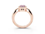 Oval Halo Engagement Ring Setting for a Fancy Pink Lab-Grown Diamond | Plain Band | Rose Gold