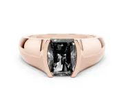 Radiant Cut Half Bezel Solitaire Engagement Ring Setting for a Black Center | Wide Band | Rose Gold