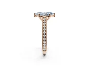 Marquise Vintage Engraved Pavé Engagement Ring Setting for a Fancy Blue Lab-Grown Diamond | Milgrain Edges | Rose Gold