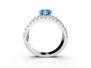 Cushion Cut Pavé Engagement Ring Setting for a Fancy Blue Lab-Grown Diamond | Sterling Silver - Design NV-24679