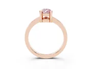 Fancy Pink Pear Cut Diamond Solitaire Ring Set in Rose gold with Prong Head and Smooth Polished Band