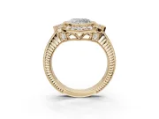 Heart-Shaped Vintage Halo Engagement Ring Setting | Art Deco Side Panels | Yellow Gold