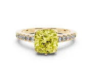 Cushion Cut Engagement Ring Setting for a Fancy Yellow Lab-Grown Diamond | Yellow Gold - Design NV-24649