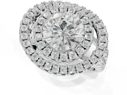 Round Double Halo Split Shank Engagement Ring Setting | Multi-Row Pavé | Platinum