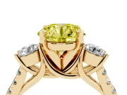 Round Three-Stone Engagement Ring Setting for a Fancy Yellow Lab-Grown Diamond | Yellow Gold