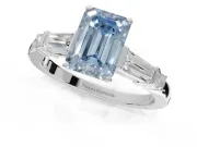 Emerald Cut Tapered Baguette Engagement Ring Setting for a Fancy Blue Lab-Grown Diamond | Platinum