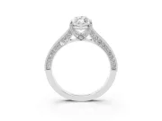 Marquise Vintage Hidden Halo Engagement Ring Setting | Milgrain Pave Band | Platinum