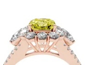 Radiant Cut Scalloped Halo Engagement Ring Setting for a Fancy Yellow Lab-Grown Diamond | Pear Side Stones | Rose Gold