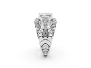 Radiant Cut Art Deco Graduated Pave Engagement Ring Setting | Split Shank | Sterling Silver
