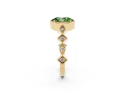 Oval Milgrain Bezel Engagement Ring Setting for a Fancy Green Lab-Grown Diamond | Yellow Gold