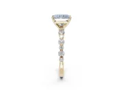 Radiant Cut Pavé Engagement Ring Setting for a Fancy Blue Lab-Grown Diamond | Alternating Accents | Yellow Gold