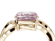 Asscher Cut Bypass Solitaire Engagement Ring Setting for a Fancy Pink Lab-Grown Diamond | Pavé Strands | Yellow Gold