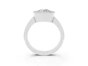 Round Milgrain Halo Engagement Ring Setting | Pave Band | Sterling Silver