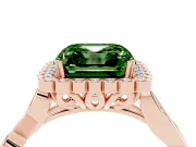 Asscher Cut Leaf Halo Engagement Ring Setting for a Fancy Green Lab-Grown Diamond | Rose Gold