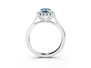 Emerald Cut Starburst Halo Engagement Ring Setting for a Fancy Blue Lab-Grown Diamond | Platinum