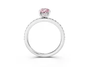 Fancy Pink Pear Cut Diamond Pavé Band Ring Set in Silver with Prong-Set Center Stone