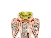 Asscher Cut Art Deco Engagement Ring Setting for a Fancy Yellow Lab-Grown Diamond | Rose Gold