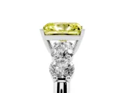 Radiant Cut Five Stone Engagement Ring Setting for a Fancy Yellow Lab-Grown Diamond | Prong Set Side Stones | White Gold