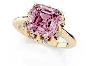 Asscher Cut Petal Halo Engagement Ring Setting for a Fancy Pink Lab-Grown Diamond | Yellow Gold