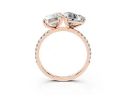 Emerald Cut and Heart-Shaped Lab-Grown Diamond Toi et Moi Engagement Ring | Pavé Band | Rose Gold