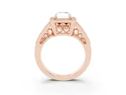 Radiant Cut Vintage Milgrain Halo Engagement Ring Setting | Pave Split Shank | Rose Gold