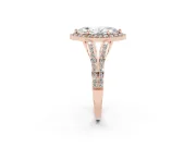 Marquise Halo Engagement Ring Setting | V-Split Pavé Band | Rose Gold
