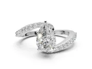 Pear-Shaped Bypass Pavé Solitaire Engagement Ring Setting | Swirl Band | Platinum