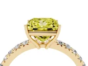 Princess Cut Pave Engagement Ring Setting for a Fancy Yellow Lab-Grown Diamond | Shared Prong Band | Yellow Gold