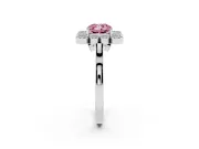 Cushion Cut Milgrain Cluster Halo Engagement Ring Setting for a Fancy Pink Lab-Grown Diamond | Plain Band | White Gold