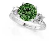 Round Three-Stone Engagement Ring Setting for a Fancy Green Lab-Grown Diamond | Sterling Silver