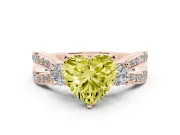 Heart-Shaped Three-Stone Twist Engagement Ring Setting for a Fancy Yellow Lab-Grown Diamond | Rose Gold
