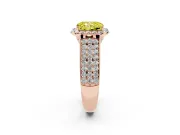 Radiant Cut Pavé Engagement Ring Setting for a Fancy Yellow Lab-Grown Diamond | Wide Three-Row Band | Rose Gold