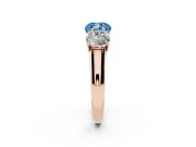 Cushion Cut Three Stone Engagement Ring Setting for a Fancy Blue Lab-Grown Diamond | Basket Prong Heads | Rose Gold